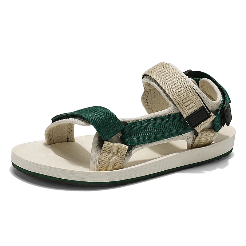 Plus große Größe 50 51 52, flache Herren-Sandalen, Gladiator-Schuhe, Sommer, lässig, atmungsaktiv, Römer-Sandalen, Klettverschluss, rutschfest