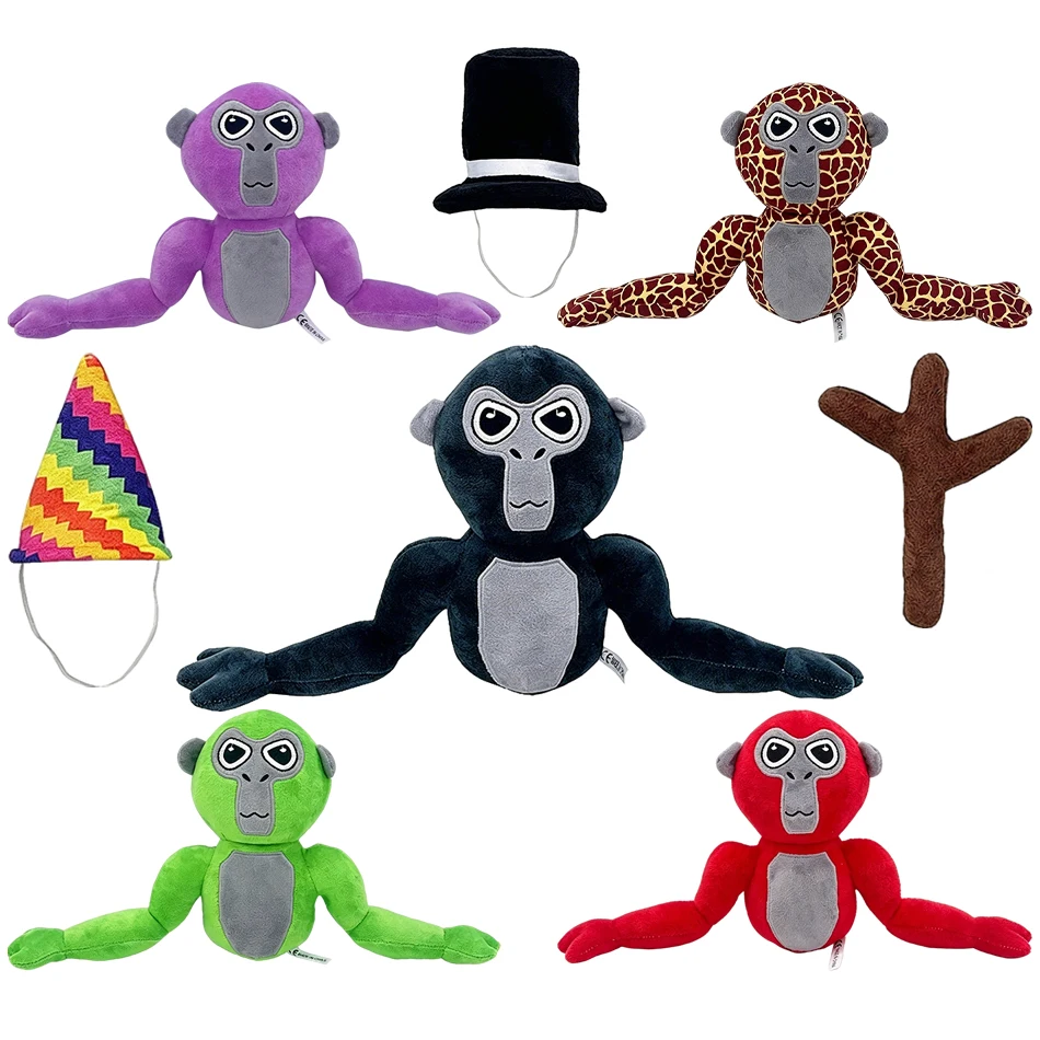 2026 Gorilla Tag Plüschtier mit Hut, Weiches Stofftier Affen-Puppe, Inklusive Hut-Accessoires, Geeignet für Kinder und Fans Image