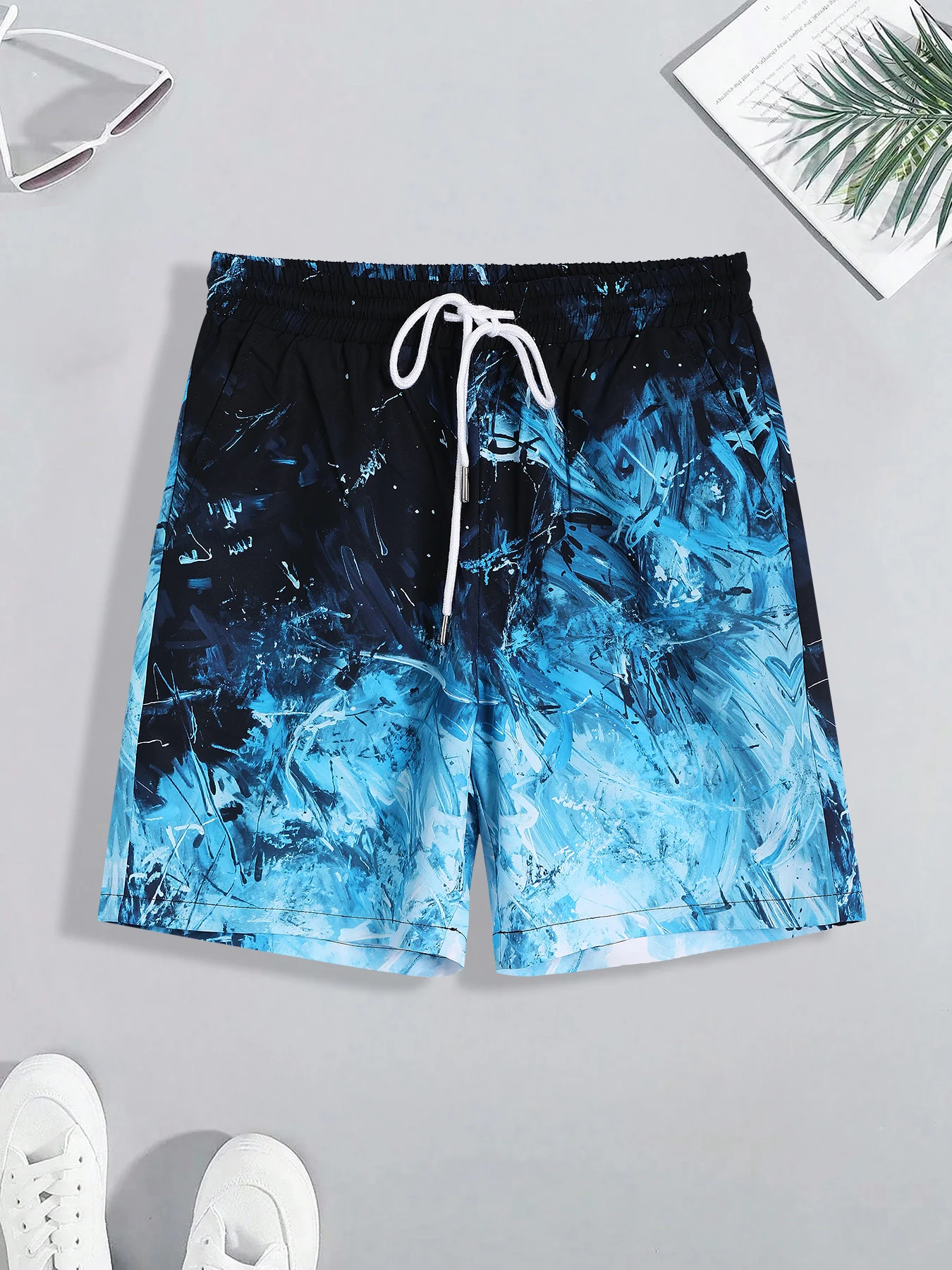 Herren-Shorts mit abstraktem Batik-Print, Sommer, locker geschnitten, lässig, Strandurlaub, Boardshorts Image