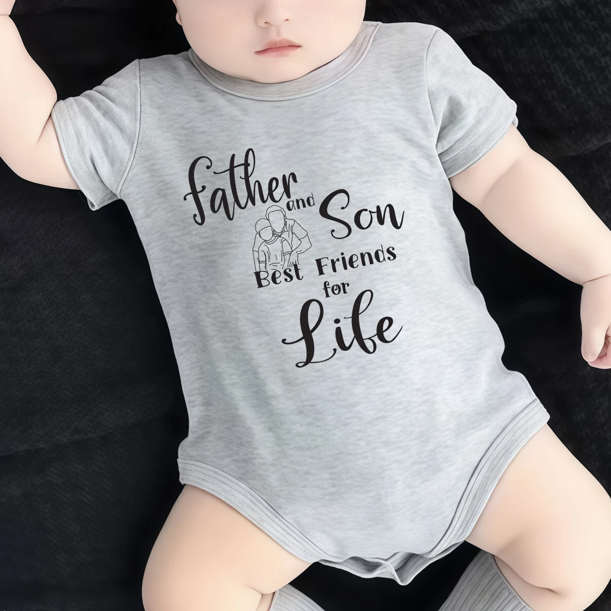 Einteiler aus 100 % Baumwolle mit Aufdruck „Dad Is Best Friend For Life“, bequemer Stoff für Babys, Overall für Neugeborene im Alter von 0 bis 12 Monaten Image