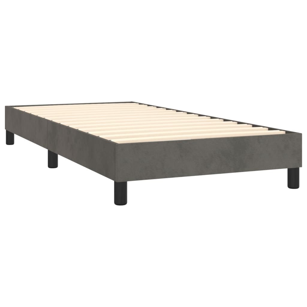 Décoshop26 - Lattenrost auf Beinen Bettgestell 90 x 190 cm dunkelgrauer Samtbezug TDL0207099 Image