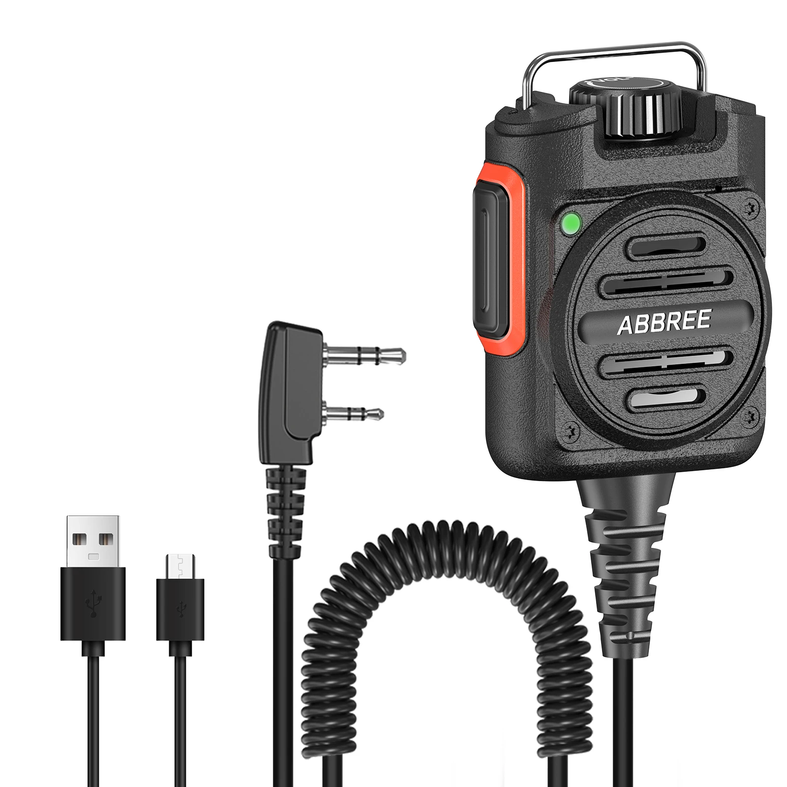 ABBREE AR-158 Wiederaufladbares Walkie-Talkie-Lautsprechermikrofon mit Lautstärkeregelung und Typ-C-Ladefunktion für Baofeng UV 5R MINI UV 21 PRO Funkgeräte Image