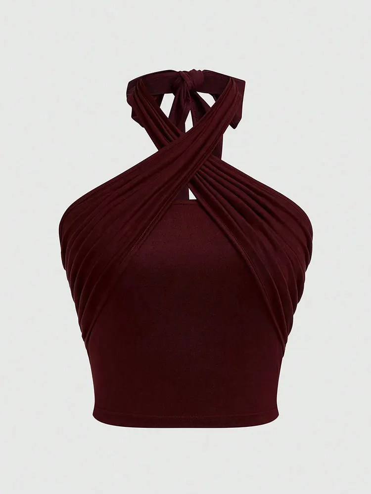 Neue Sexy Patchwork Halter Große Größe Tops Alle Spiel Rote Ärmellose Weste Plus Größe Frau Kleidung Elegante Party Stricken Weste Y2k