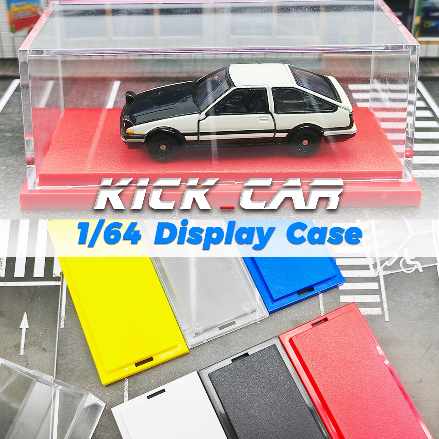Kicarmod 1/64 Modellauto Vitrine Bunte Spielzeugfahrzeug Aufbewahrungsbox für Mini-Modellautos Erwachsene Sammlung Hot Wheels Tomica