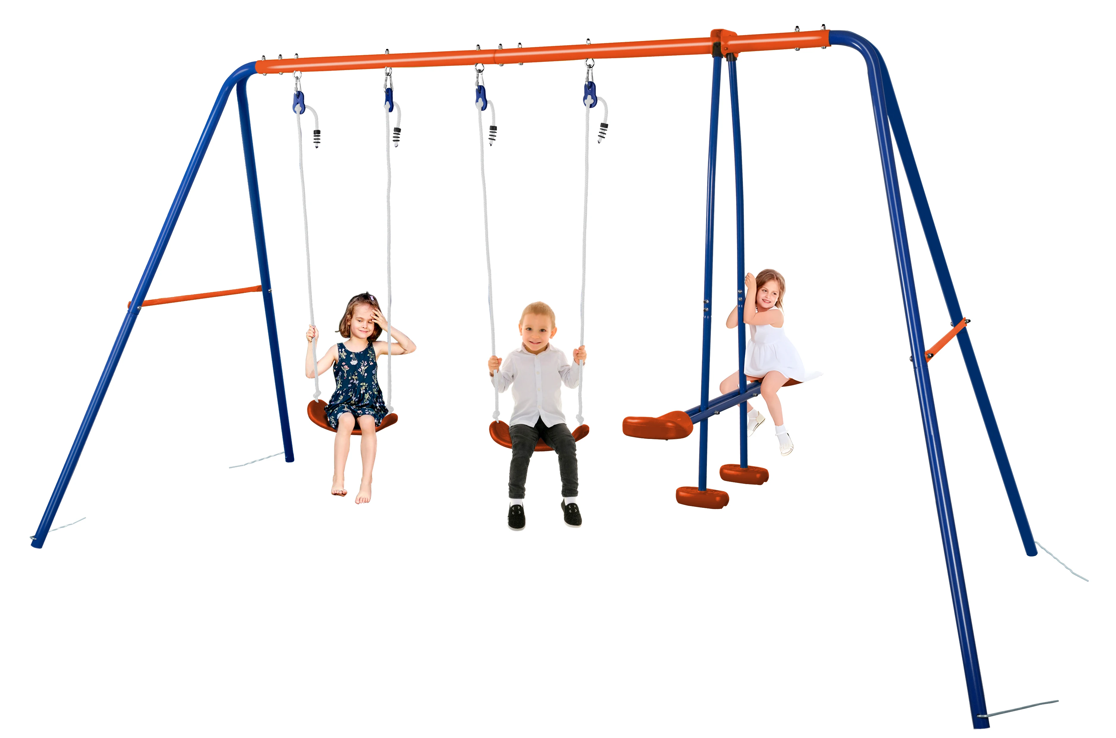 HLC Gartenschaukel 3-in-1-Multifunktionsschaukel mit Metallgestell, mit 1 Gegenüberliegender Schaukel und 2 Schaukelsitzen, maximale Belastung 250 kg, Abmessungen cm x cm x cm