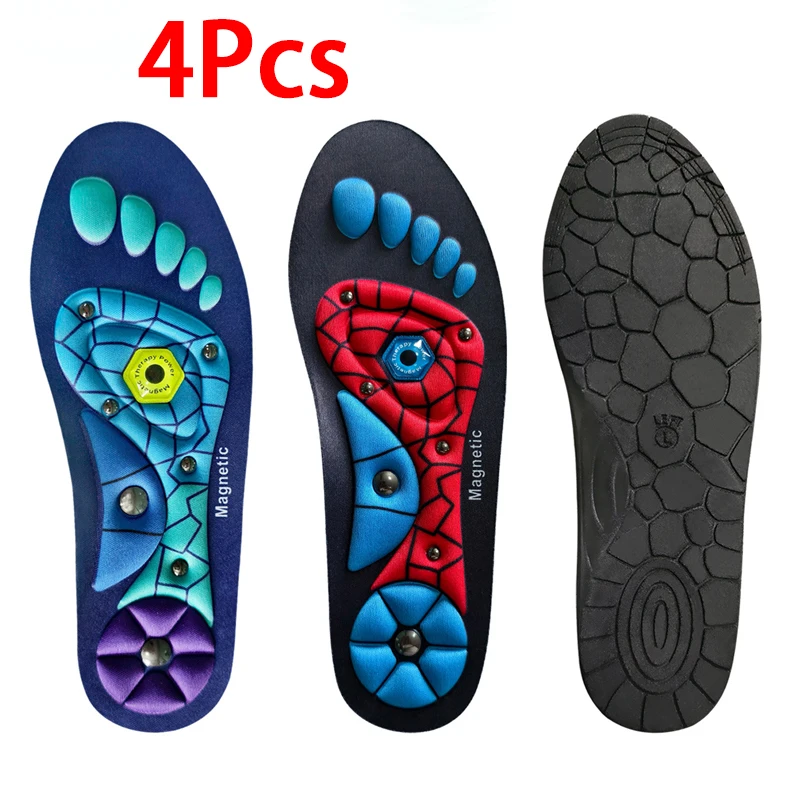 2 Stück/4 Stück NEUE Plantar-Akupunktur-Massage-Einlegesohlen für Männer und Frauen, Magnettherapie-Massage-Einlegesohle mit Fußgewölbestütze, Orthopädische Schuheinlagen Image