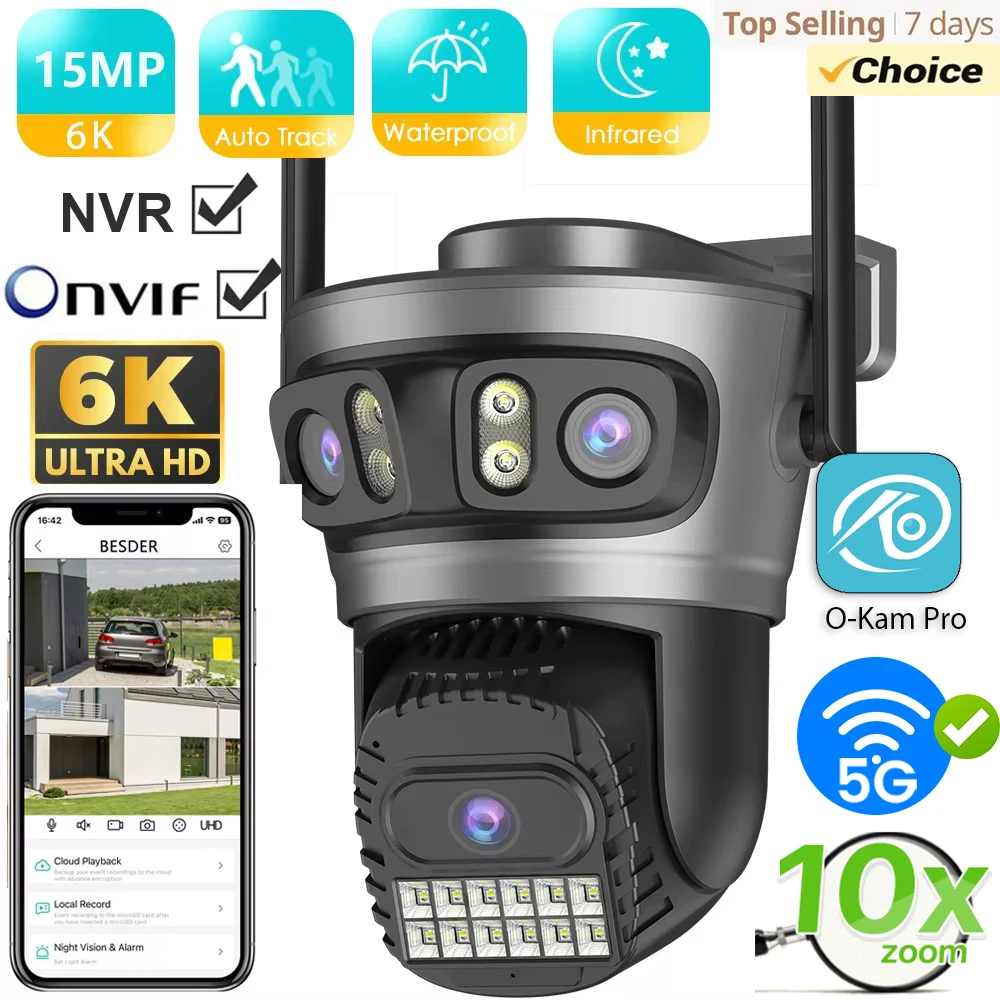 BESDER 15MP Wifi Kamera Outdoor Auto Tracking Multi Bildschirme 10X Digital Zoom PTZ Sicherheit Schutz CCTV Überwachung O-Kam Pro Image