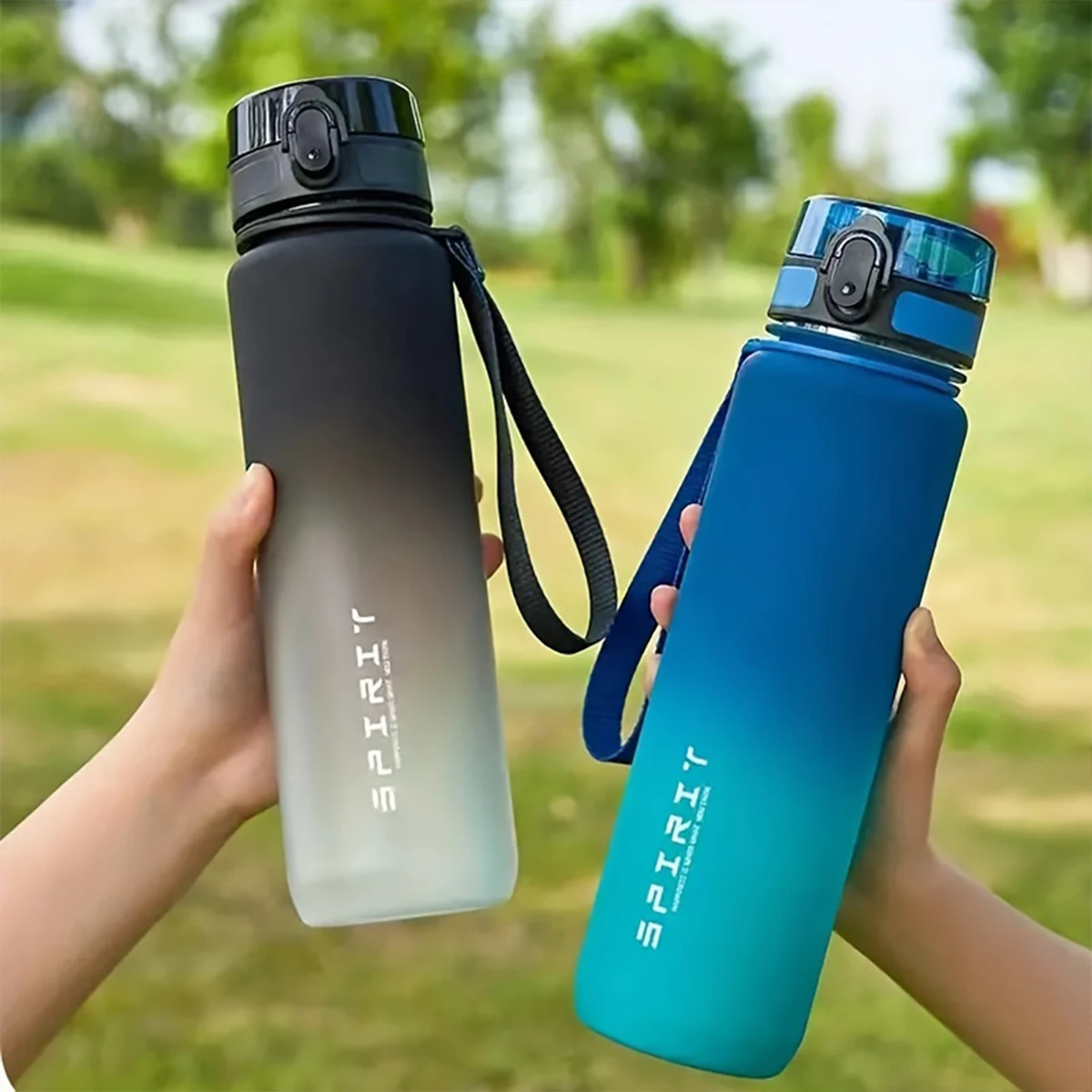 Farbverlaufs-Wasserflasche – 1000 ml/600 ml/750 ml Fassungsvermögen, Outdoor, Camping, Fitnessstudio, geeignetes Weihnachtsgeschenk, Geburtstag Image
