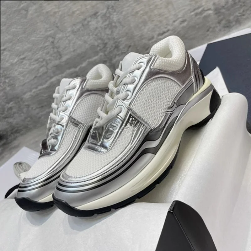 2026 Neue Silver Horn King Dicksohlige Sportschuhe Herren Echtleder Freizeitschuhe Cross-Border 23C Dad Shoes Freizeitsneaker