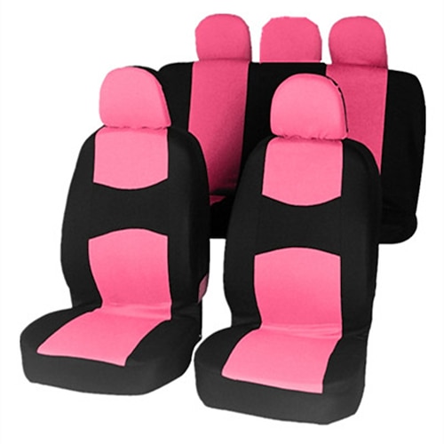 Universelles Autositzbezug-Set, atmungsaktive Stoffsitzbezüge mit sportlichem Zweifarbendesign, Airbag-kompatibel, passend für die meisten Limousinen, SUVs, LKWs und Vans, 9-teilig Image