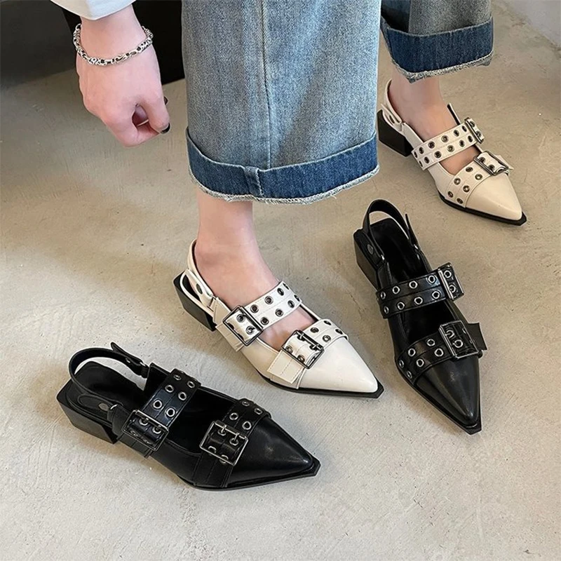 Neue Mary Jane Schuhe für Damen, spitze Schuhe, Slingback-Schuhe, Damen-Slingback-Absätze, spitze Absätze, Designer-Absätze, Blockabsatz