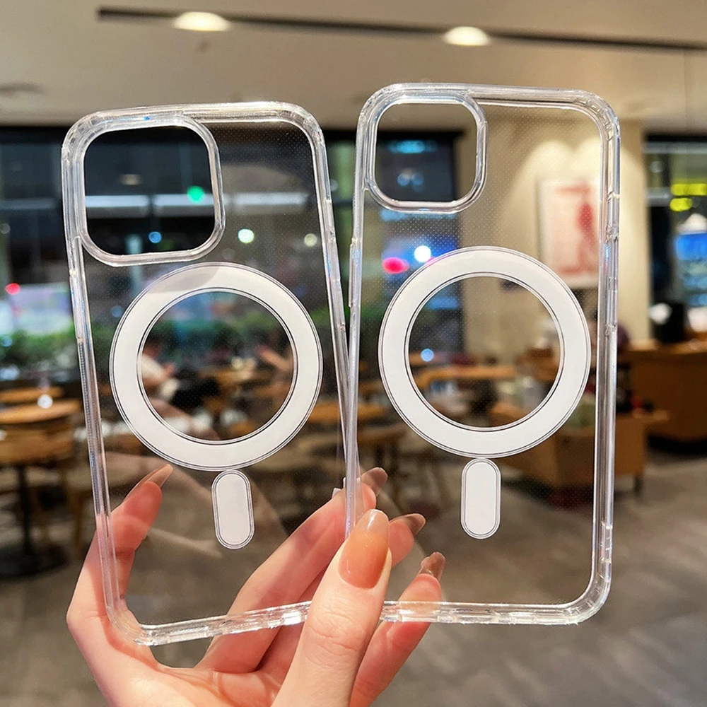 Für MagSafe Handyhülle für iPhone 15 17 16 11 13 14 12 Pro Max 17 Air Transparente Harte PC Ultra Dünne Kabellose Lade-Magnetabdeckung Image