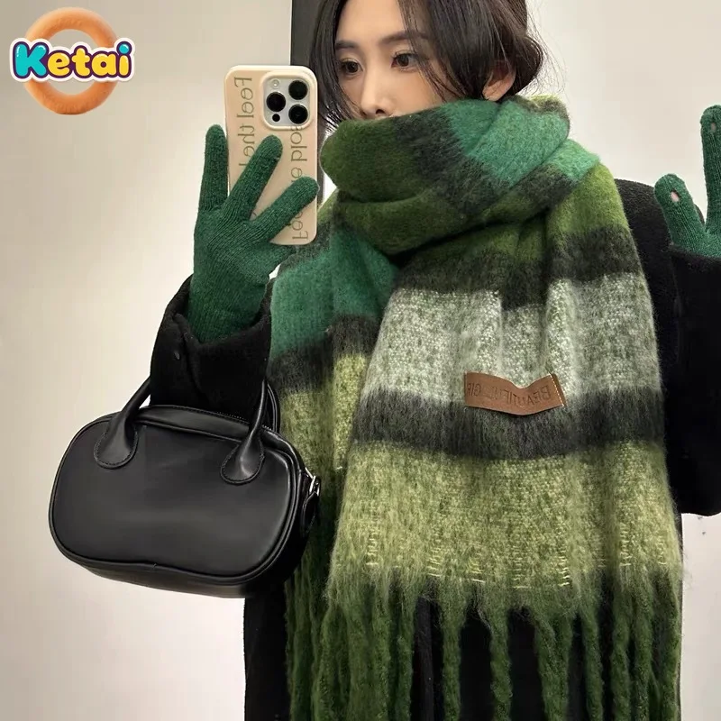 Eleganter Schal für Damen im Winter, einfarbig, vielseitig, High-End für Studenten, verdickter warmer Schal, modischer Damenschal Image