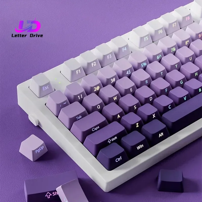 Gradient-Tastenkappen, 134 Tasten, OEM-Profil, PBT Double Shot-Tastenkappen für MX Switch Gaming mechanische Tastatur, seitlich bedruckte RGB-Tastenkappen Image