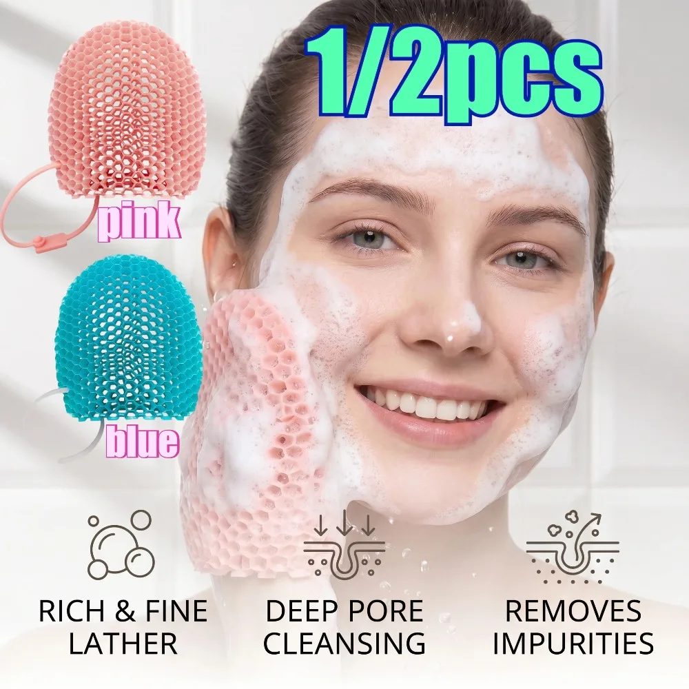 1 Stück Wabenförmiger Peeling-Duschfingerhut Körperpeeling Reinigungs-Badehandschuh Sicher Atmungsaktiv Geruchlos Hautpflege-Tool Mehrfarbig Image