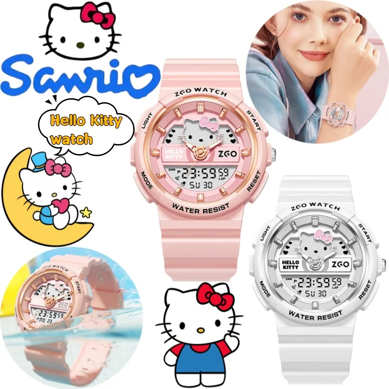 Neue Sanrio Hello Kitty-Uhr mit kreativem, hochwertigem Anime-Cartoon-Druck, wasserdicht, für Studenten, Sport, Mädchen, Quarzuhr