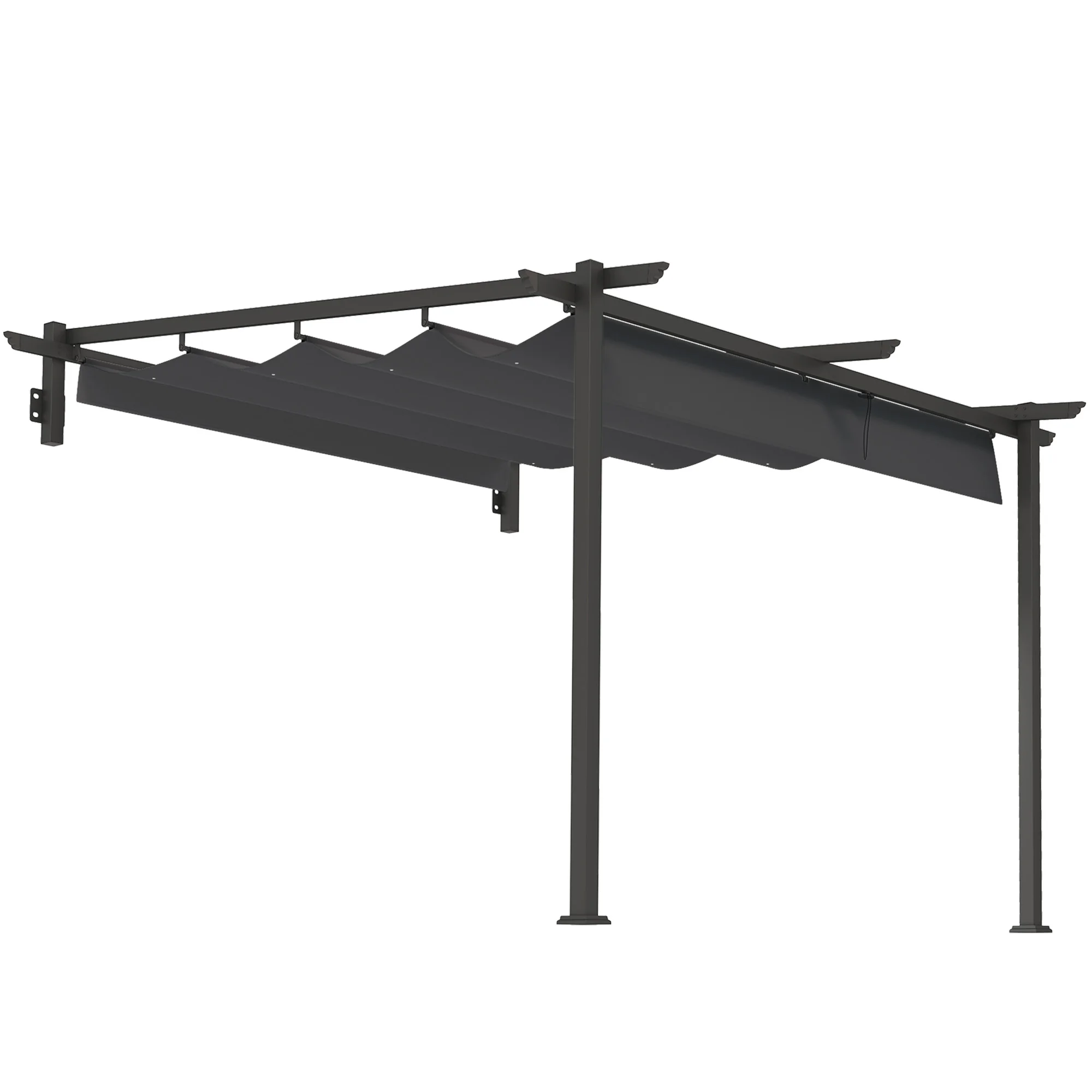 Terrassendach Pergola ca. 3x3m Terrassenüberdachung, Gartenpavillon aus Aluminium, Wandmontage, Gartenpavillon, Verstellbares Dach Image