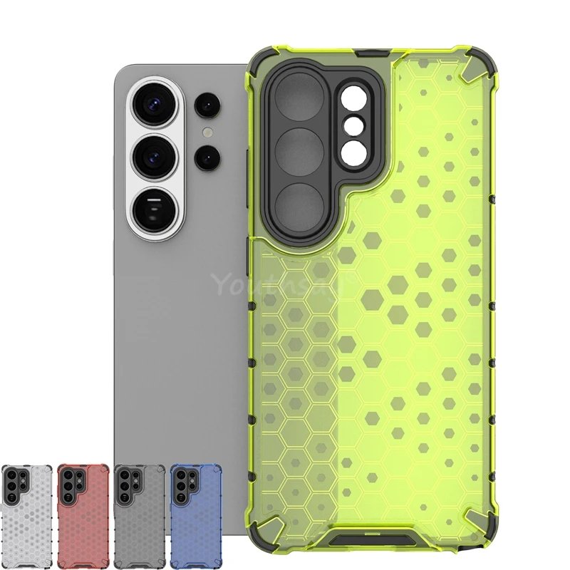 Custodia protettiva antiurto a nido d'ape per Samsung Galaxy S26 Ultra Custodia protettiva in silicone per PC Armor Samsung S26 Ultra Cover TPU traslucido