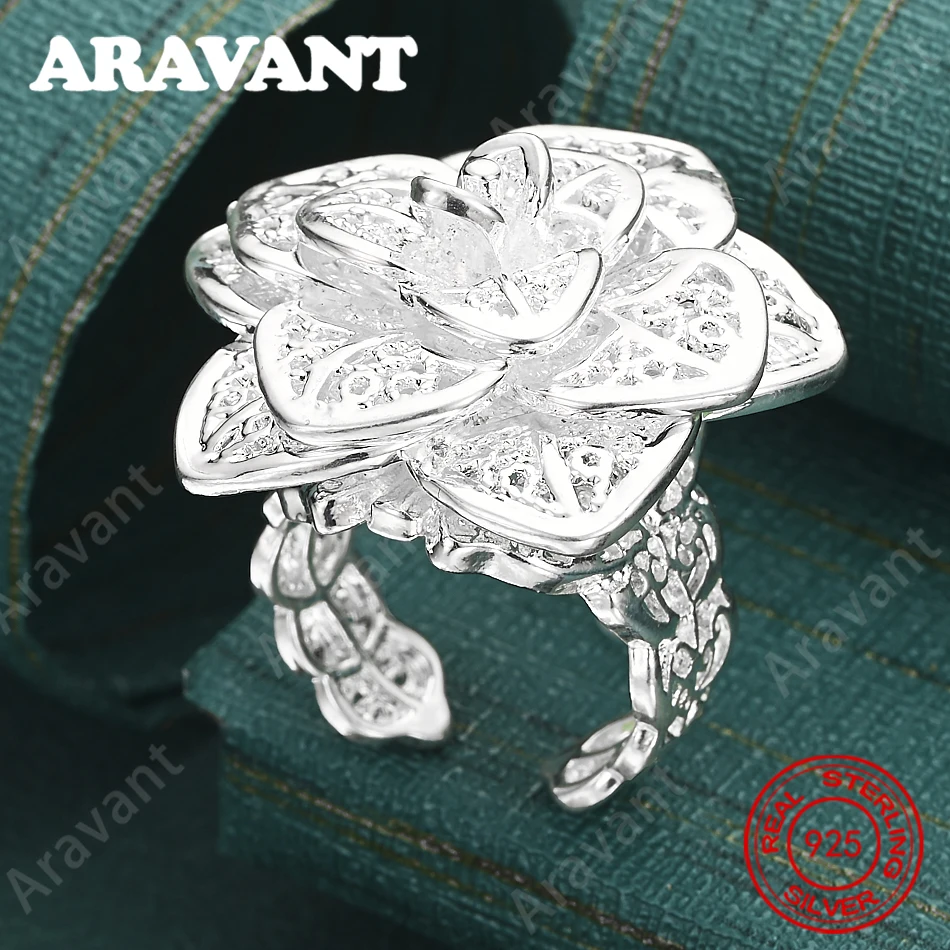 Dreilagiger Blumenkranzring aus 925er Sterlingsilber – Alltagsaccessoire für Frauen, schlichter und eleganter Schmuck Image