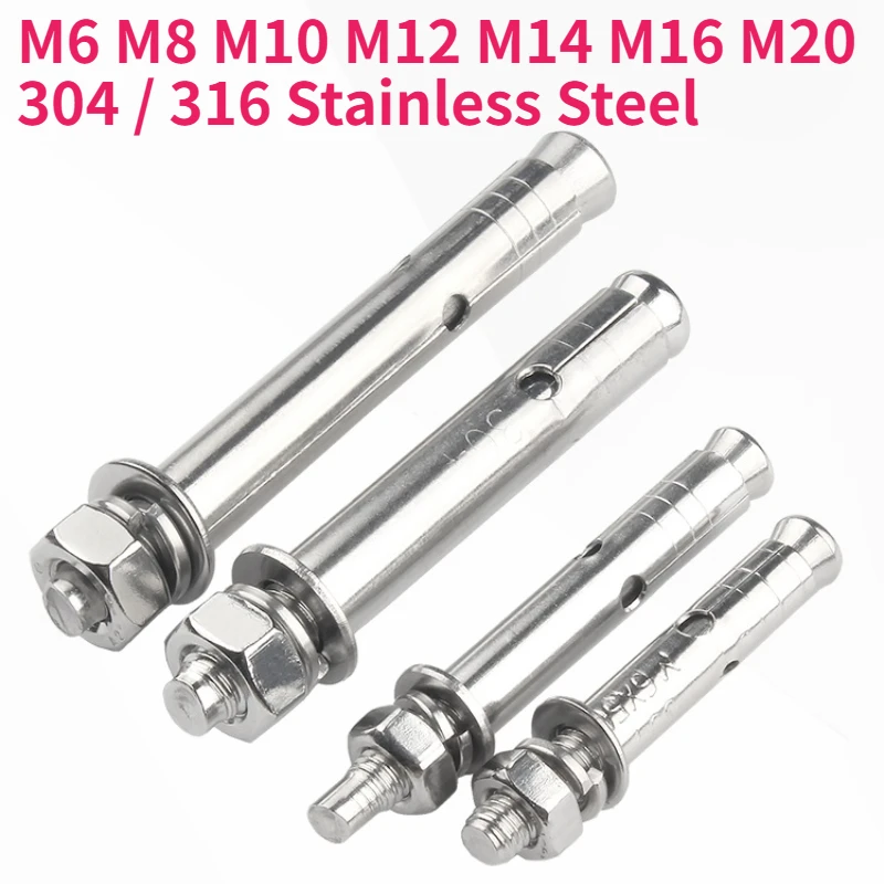 M6 M8 M10 M12 - M20 Externe integrierte Expansionsbolzenschraube 304/316 Edelstahl Ankerhülse Betonstange Wandbefestigung Image