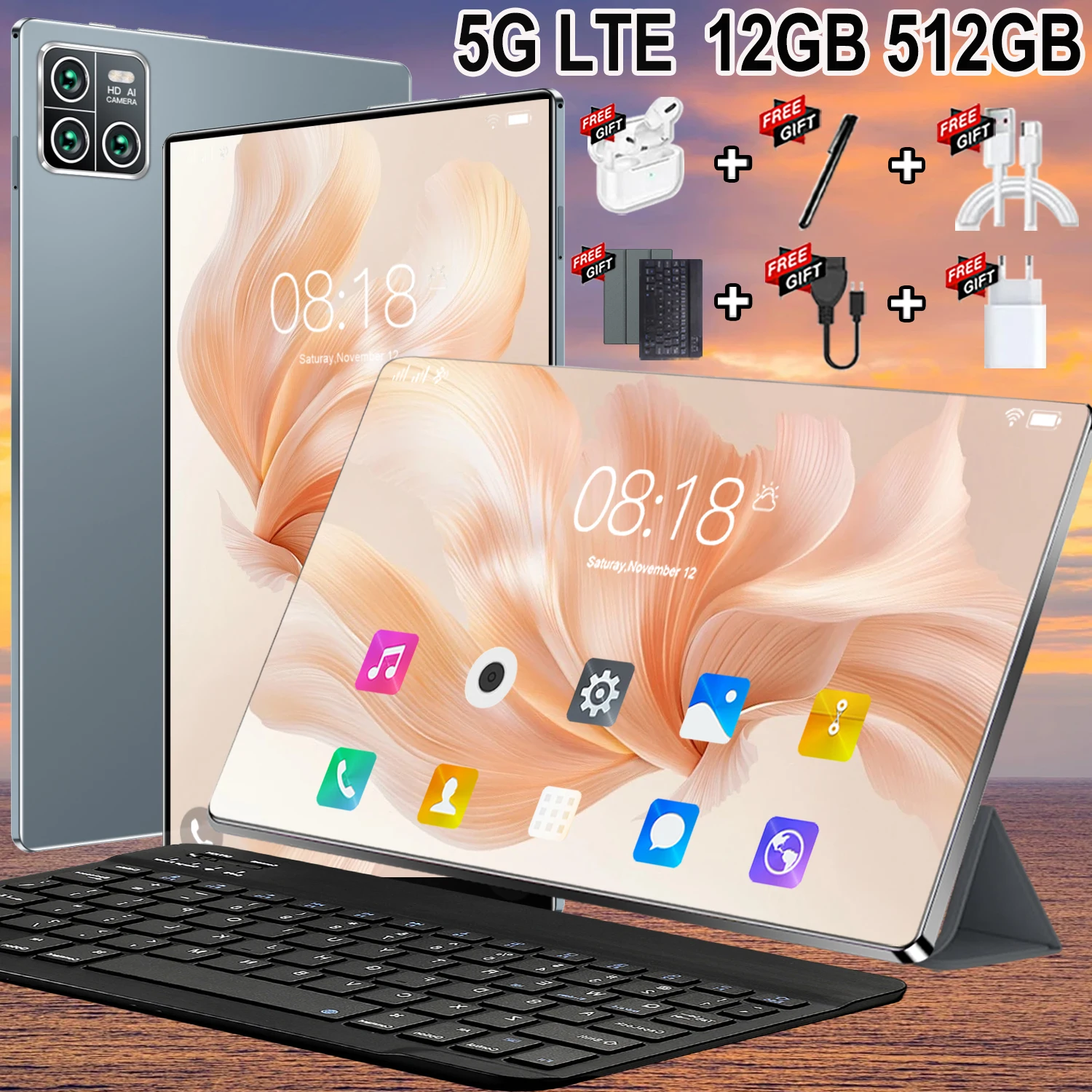 Il tablet smart globale più venduto, schermo IPS 4K HD da 10,36 pollici, chip ultra veloce a 14 core, equipaggiamento Snapdragon 8 Gen2, sistema Android 13 stabile, 12GB + GB di memoria, batteria da