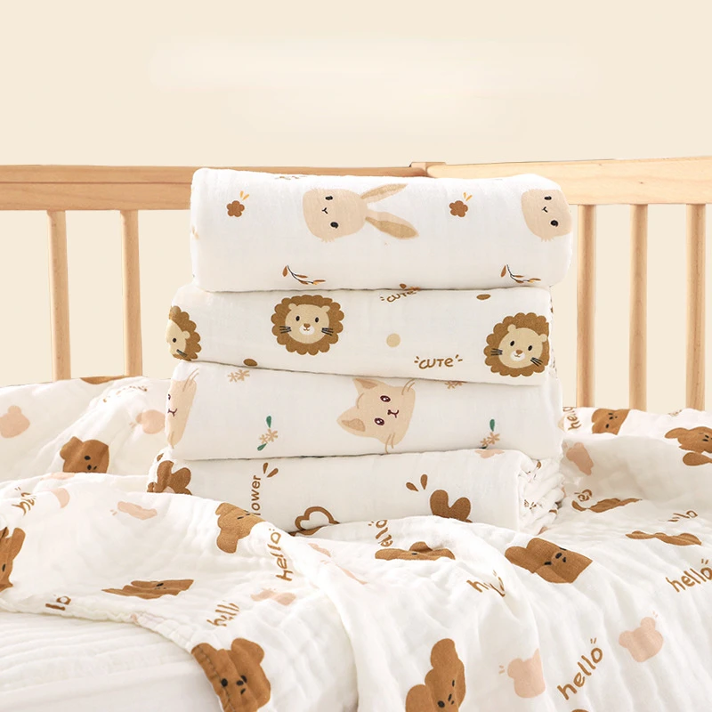 Neugeborenen Baby Badetuch 4-lagige Baumwolle Swaddle Decke Babys Bettwäsche Gaze Decken Kinderwagen Abdeckung Kinder Dusche Handtuch Image