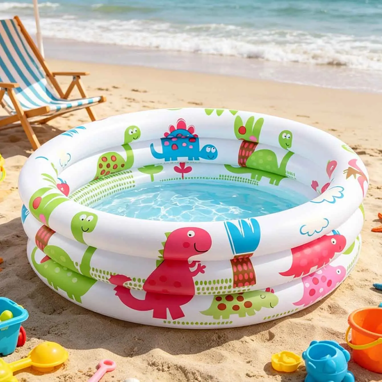 Piscine gonflable ronde à motif dinosaure, piscine à balles en PVC, piscine portable pour jardin extérieur, 1 pièce