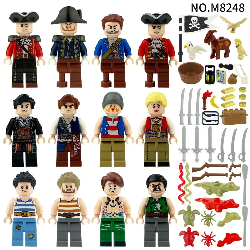 M8248 Baustein-Serie Inlandseigenes Meer Piratenbande Figuren Kinder-Bausatz Kleinteilige Bausteine Spielzeug Image