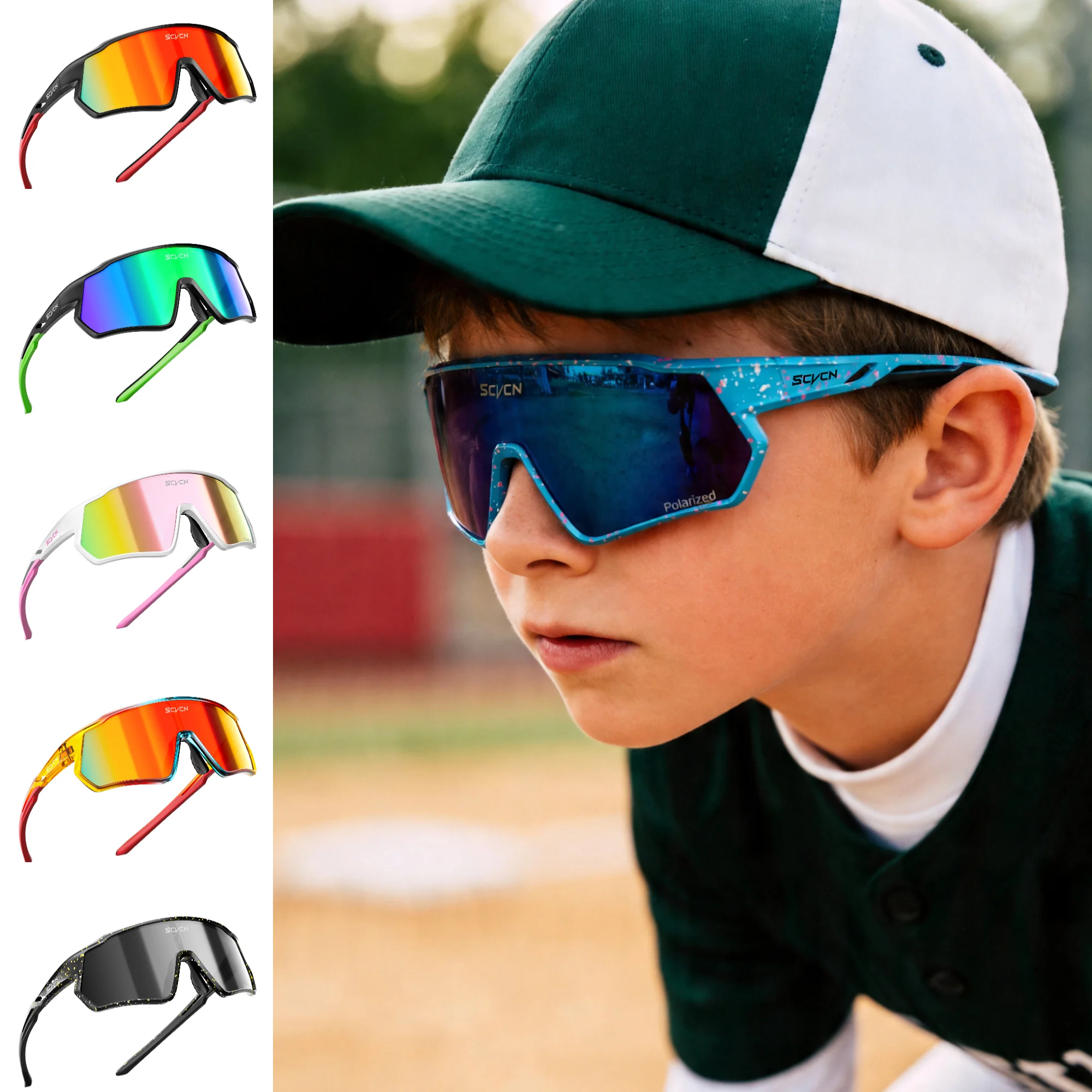 SCVCN Polarisierte Sonnenbrille für Jungen und Mädchen, Kinder-Fahrradbrille mit UV400-Schutz, Modische Outdoor-Sportbrille 2026 Image