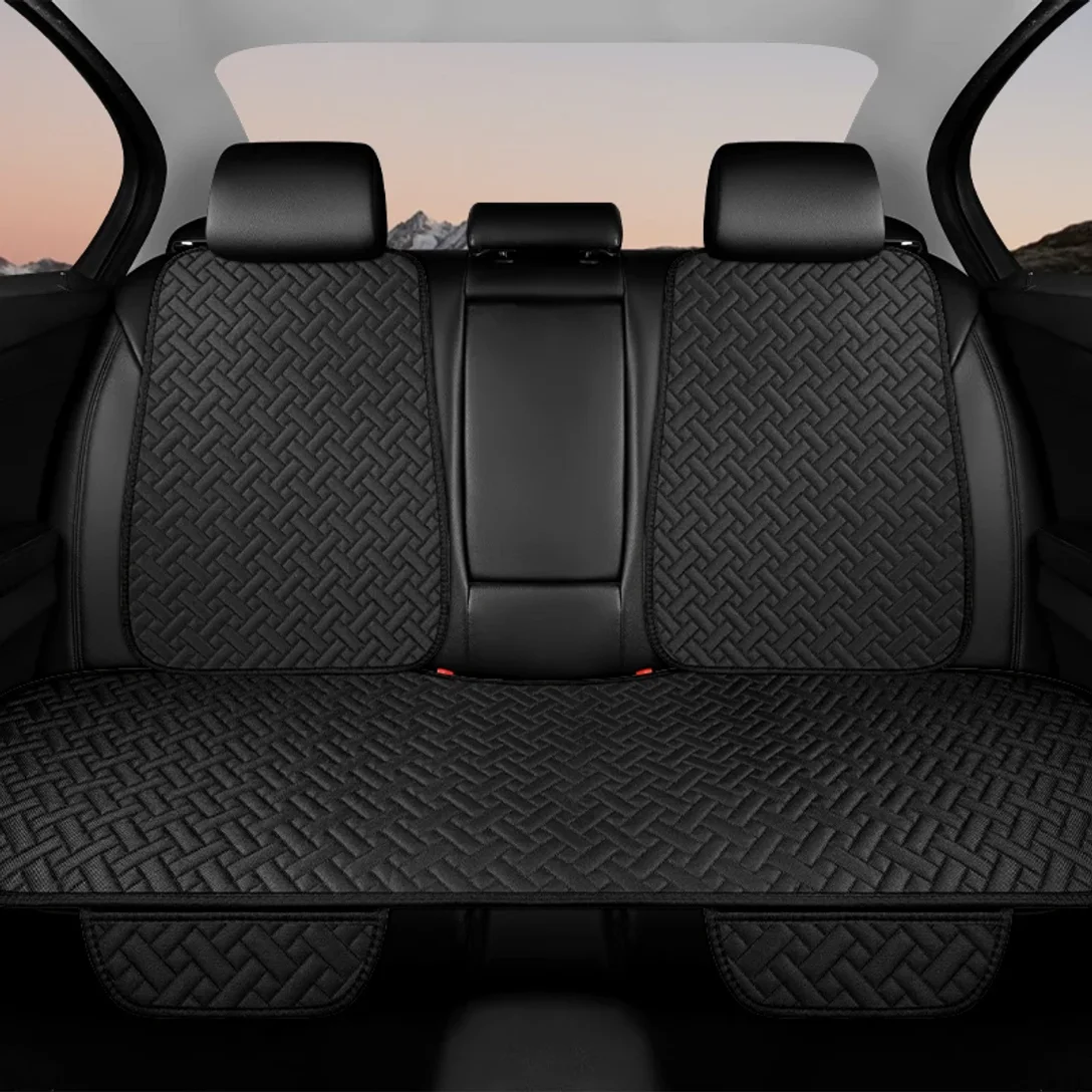 Cuscino per sedile auto, in lino universale per tutte le stagioni, coprisedile per conducente, set da tre pezzi, mezzo set