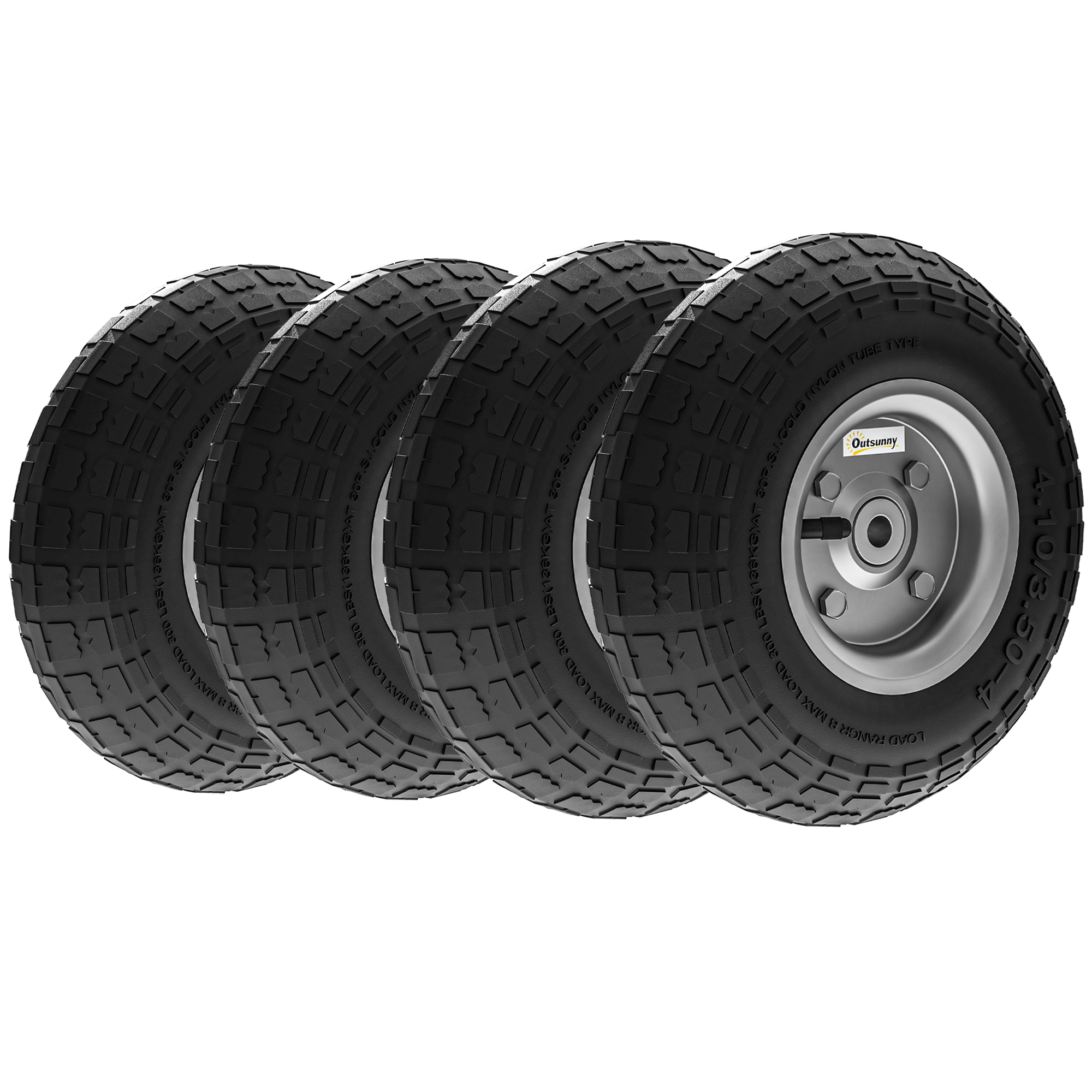 Set Di 4 Ruote Pneumatiche Da 10" Per Carriole, Carrelli Da Giardino, Carrelli Per Tubi Flessibili, Carrelli Da Giardino, Carrelli Per Sacchi, Nere