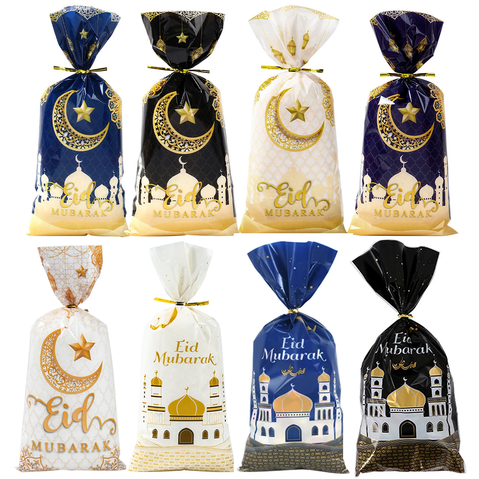 25/50/100 Stück Eid Mubarak Geschenkverpackungsbeutel Kunststoff Cookie Süßigkeitentüten Kareem Ramadan Dekor 2025, islamische muslimische Partyzubehör Image
