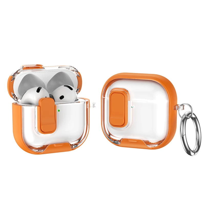 Transparente Kopfhörerhülle in Regenbogenfarben mit Ständer und Verriegelung für Airpods 4 Pro2/Pro, stoßfest, mit Haken Image