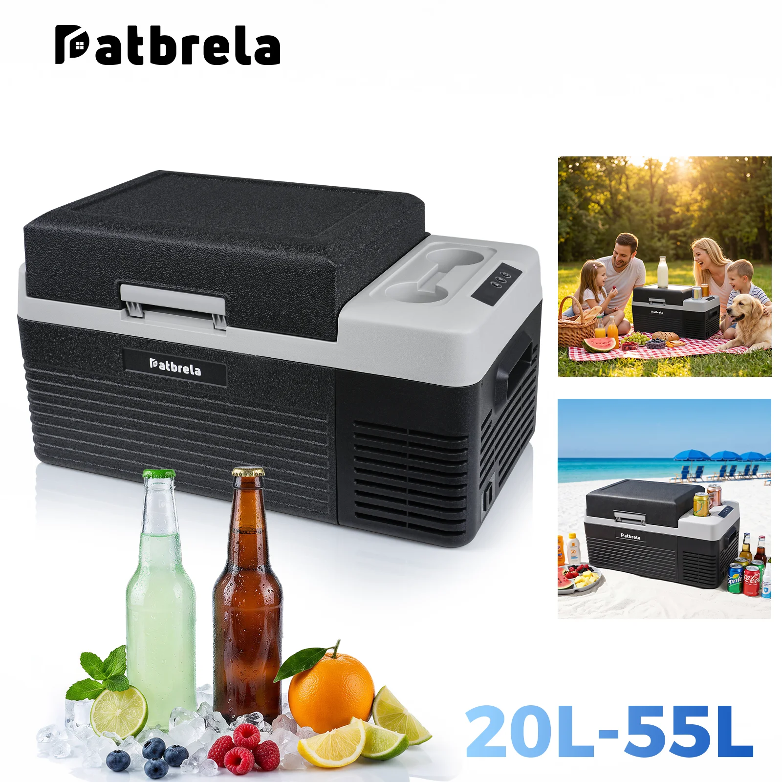Patbrela Auto-Kühlbox 20L 40L 55L Tragbarer Camping-Kühlschrank 12V/24V mit APP, Gefrierfach + Kühlbox für Outdoor-Reisen und Heimgebrauch Image