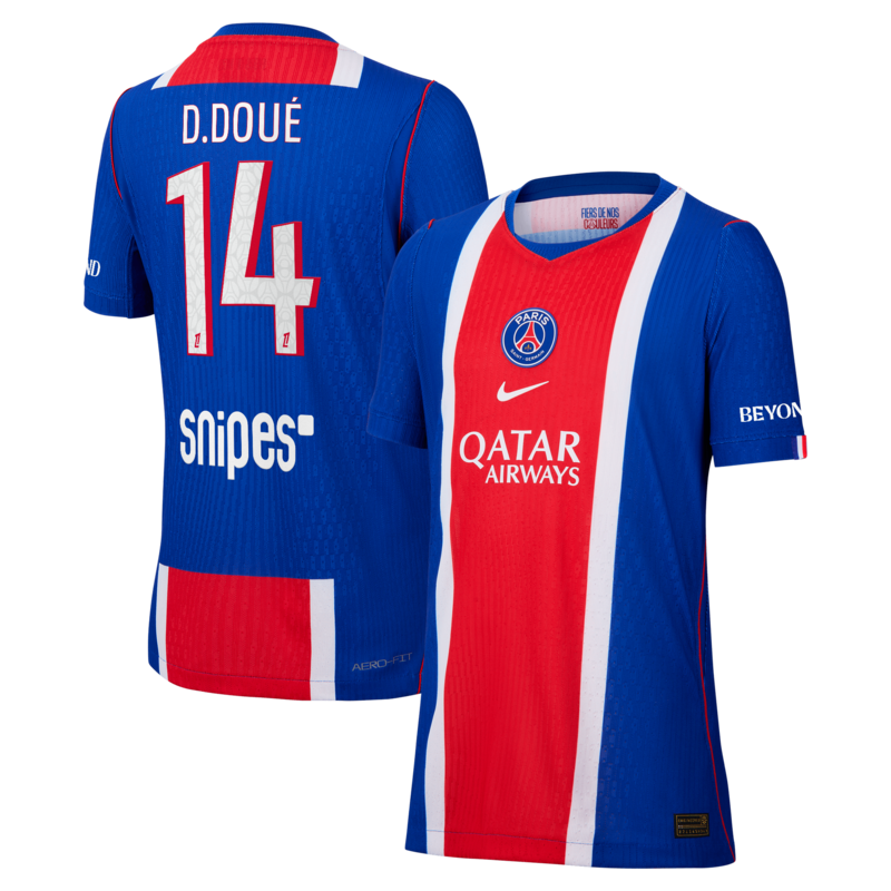 Maillot Domicile Match PSG Nike Aero-FIT 26/27 - Enfant avec flocage D.Doué 14