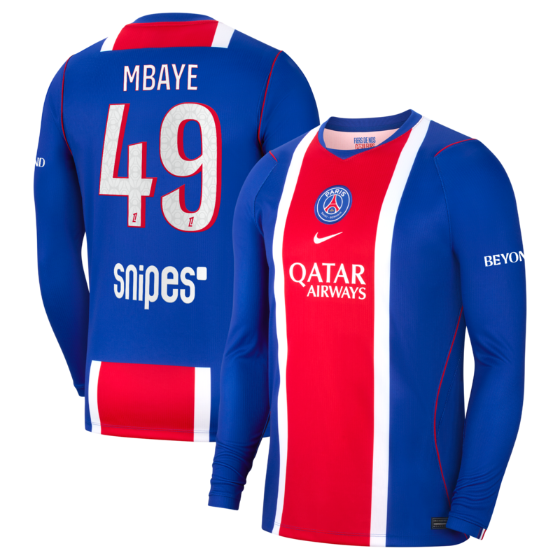 "PSG Nike Stadium Heimtrikot 2026-27 - Langarm mit Aufdruck Mbaye 49" Image