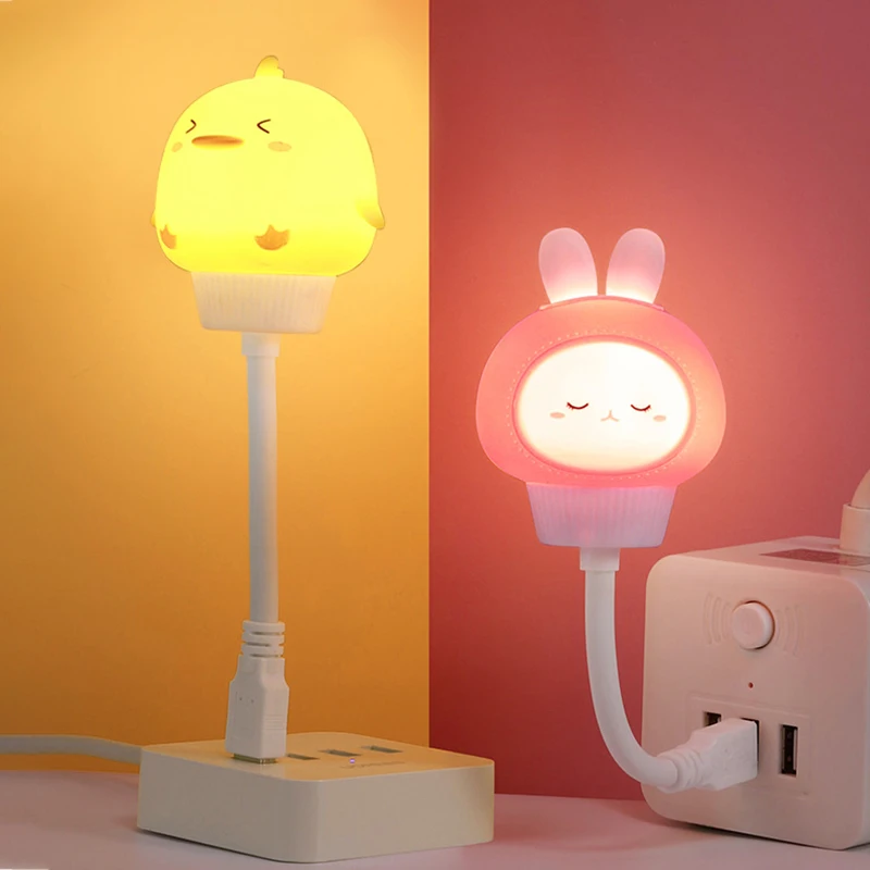Luce notturna USB LED Lampada da notte simpatico cartone animato Orso Pulcino Gattino Telecomando per lampada da comodino decorazione camera da letto per bambini