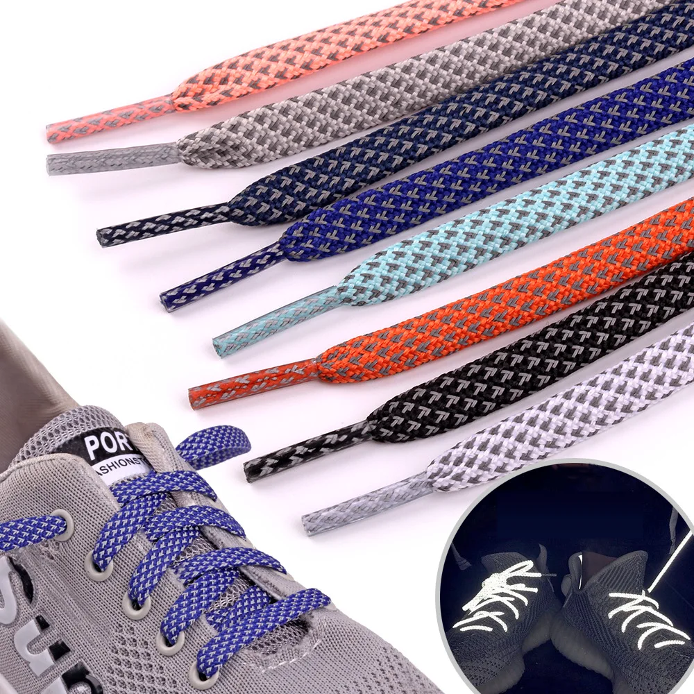 1 Paar ​ 3M flache reflektierende Schnürsenkel für Sneakers, die nachts leuchten, anwendbar sein, Sport, Laufen, AF1/AJ, leuchtende Schnürsenkel, Schnürsenkel Image
