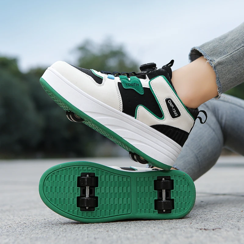 Studenten Kinderschuhe Vierrad leichte Schuhe Jungen unsichtbare Rollschuhe große Outdoor-Sport Wanderschuhe Frauen