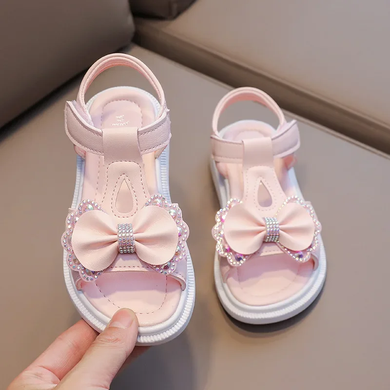 Kinder schuh Mädchen weiche Sohlen Freizeit schuh modische Prinzessin Schuhe neue Wasser Diamant Strands chuhe Bogen geformte Mädchen Sandalen Sandálias