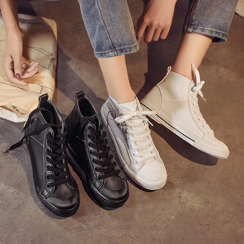 Frauen Schuhe Casual Mode Klassische Schuhe Atmungsaktiv Plattform Winter Herbst Weiß Schwarz High Top Sneakers Tenis Feminino