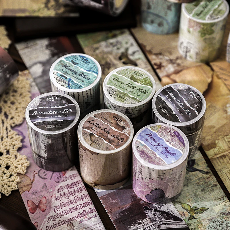 50mm*2m Vintage papier Bänder Aufkleber Kreative Schreibwaren DIY Scrapbooking Junk Journal Collage Hand Konto Bänder Image