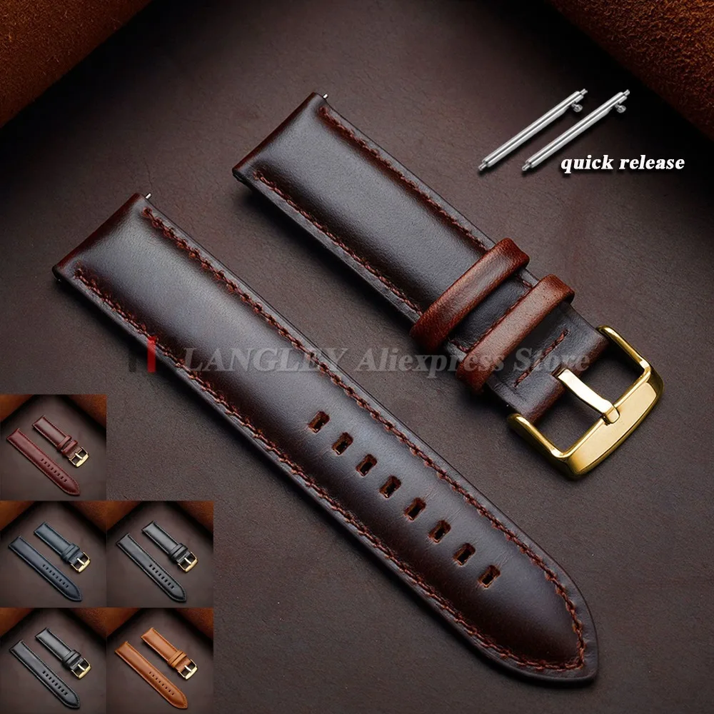 Vintage-Uhrenarmband aus echtem Rindsleder für DW Braun Schwarz Silber Gold Schnalle Uhrenarmband-Zubehör 18 mm 20 mm 22 mm 24 mm 26 mm