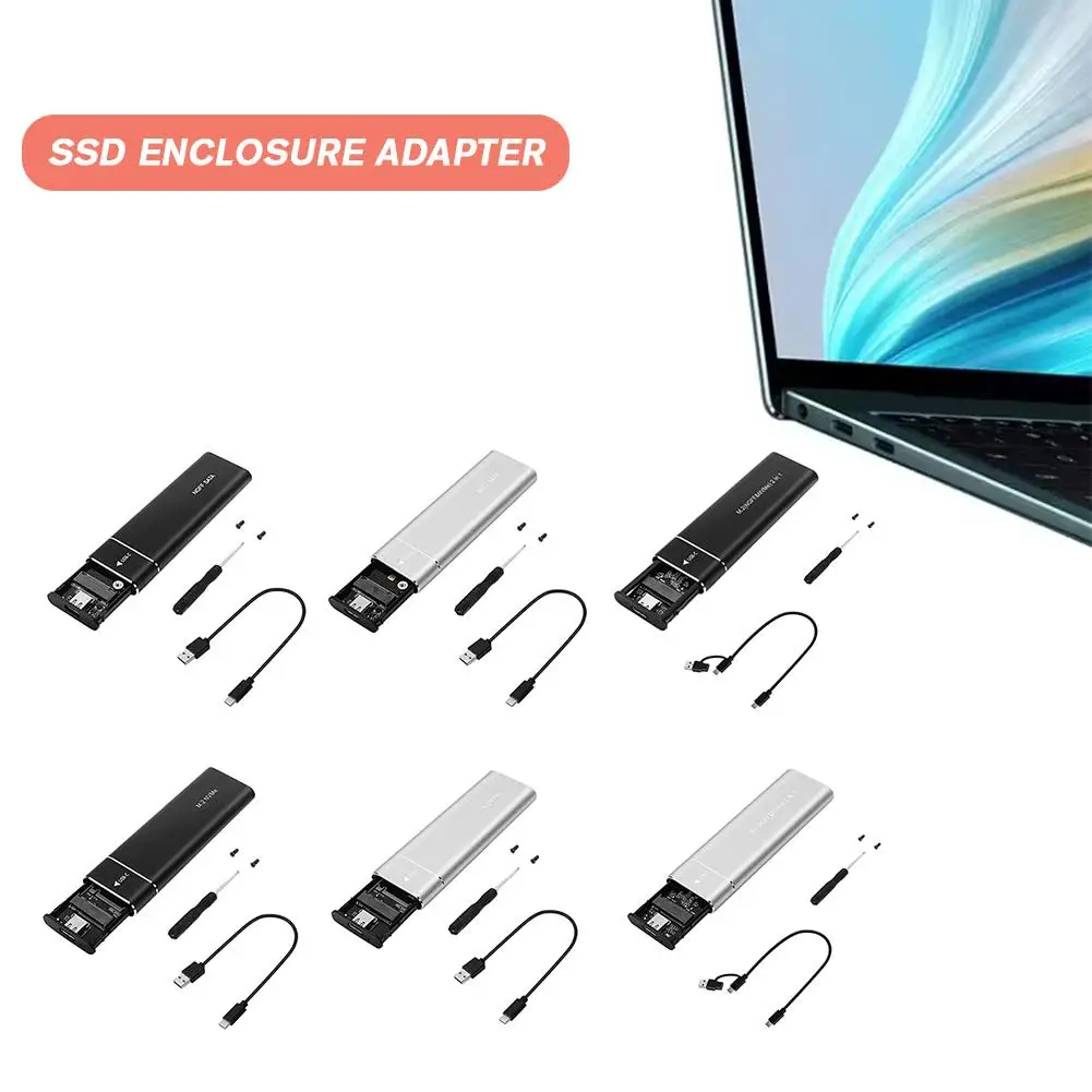 NVME M.2 Solid State Drive Externes Gehäuse 2230/2242/2260/2280 M.2 auf USB C 10 Gbit/s SSD Aluminiumgehäuse Typ C für M- und B&M-Schlüssel Image