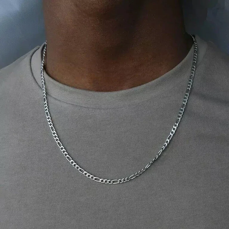 40-75cm 925er Sterlingsilber 4mm Figaro-Kettenhalskette für Damen und Herren, lange Halskette, Hip-Hop-Schmuck, Geschenk Image