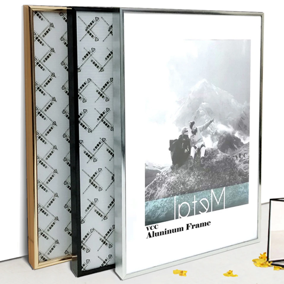 Bilderrahmen, Metall-Posterrahmen, klassische Aluminium-Fotorahmen zum Aufhängen an der Wand, A3, A4, 30 x 30, Zertifikatsrahmen VCC Image