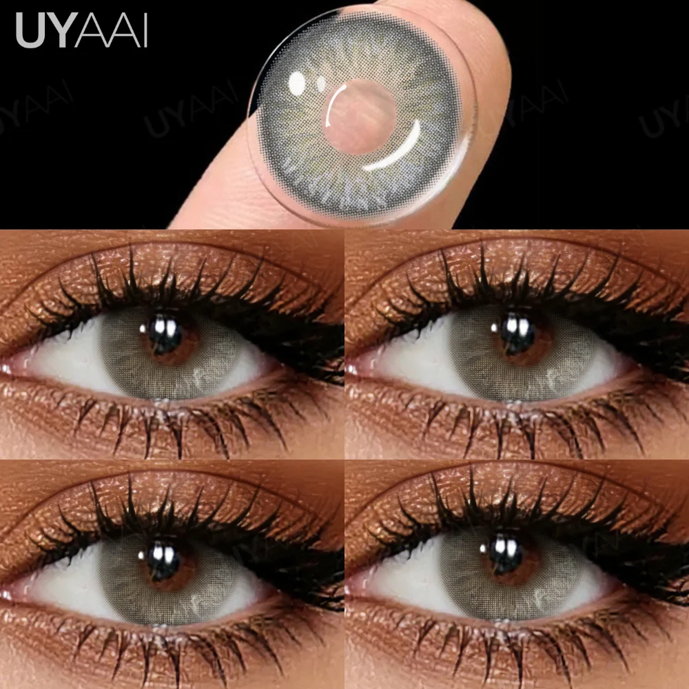 UYAAI Farbkontaktlinsen, grüne Schönheitskontaktlinsen für die Augen, natürliche Linsen, blaue Kontaktlinsen für Frauen, Augen-Make-up, grau/braun, modisch Image