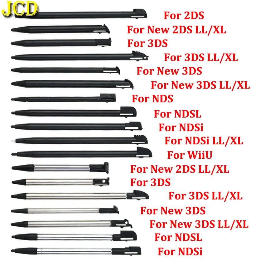 JCD 10PCS Für NDS Lite NDSL NDSi WiiU Metall Einstellbare Teleskop Stylus Kunststoff Touchscreen Stift Für 2DS 3DS neue 2DS 3DS LL XL Image