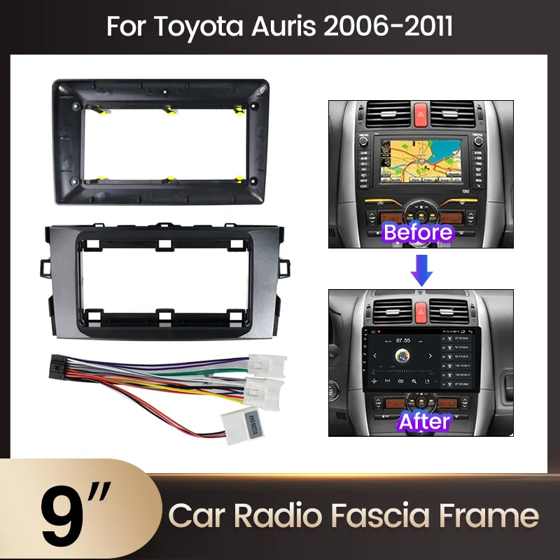 MEKEDE Autoradio-Blende Rahmen für Toyota Auris E150 2006–2011 2Din GPS DVD Stereo Panel Dash Mount Installation Trim Kit Rahmen Image