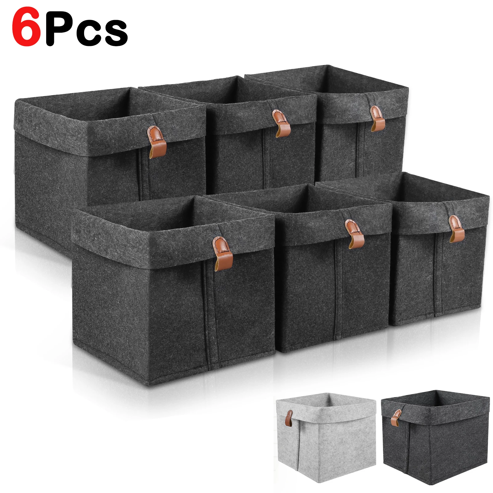 6 Stück Filzstoff-Aufbewahrungskorb, große Kapazität, 12 l, faltbar, Schreibtisch-Organizer, Box für Zuhause, Schrank, Kleidung, Schuhe, Mehrzweck